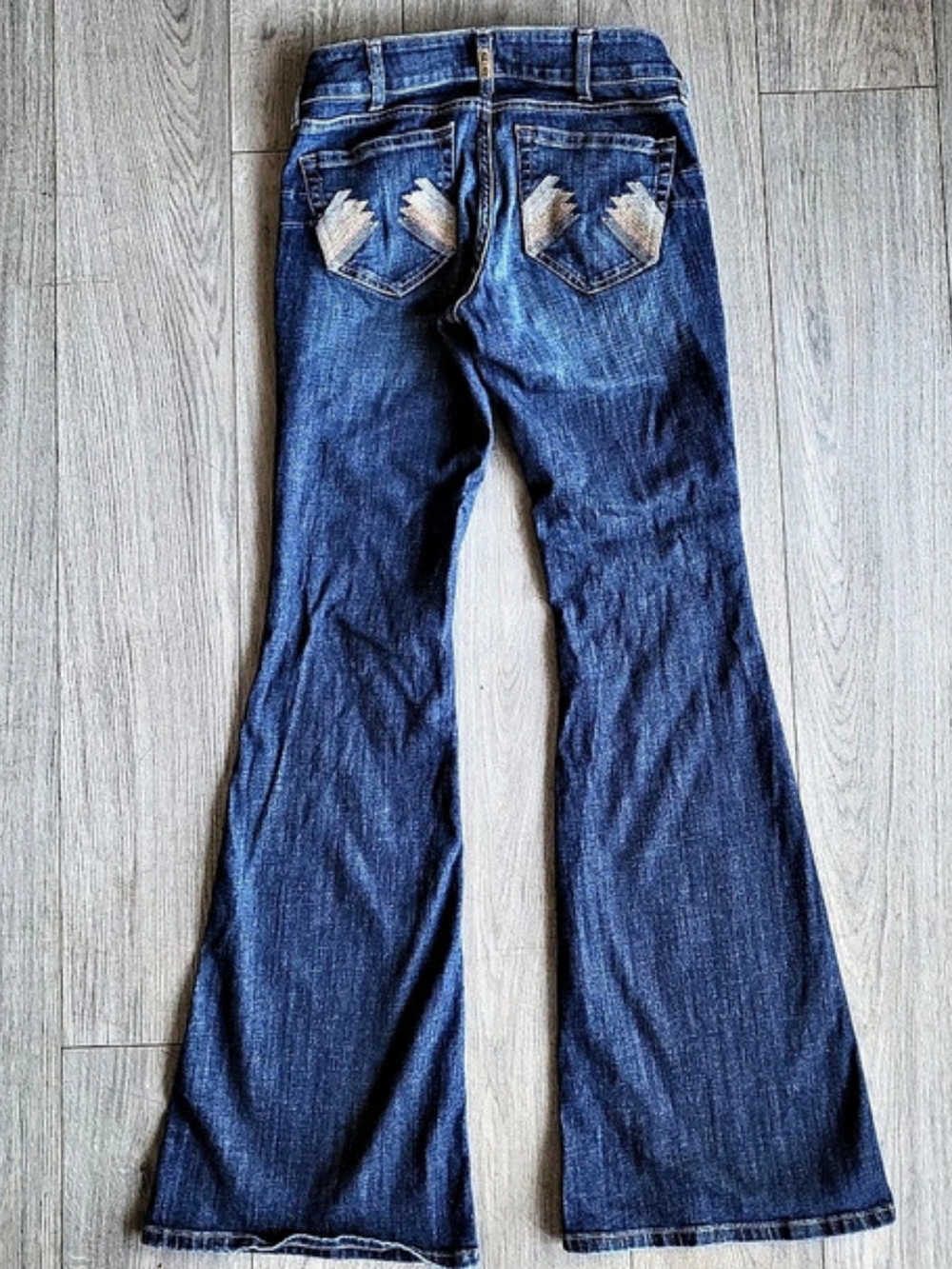 Ariat Perfect Rise Paulina Flares 28x36 Long Boho Western Dark Wash Denim